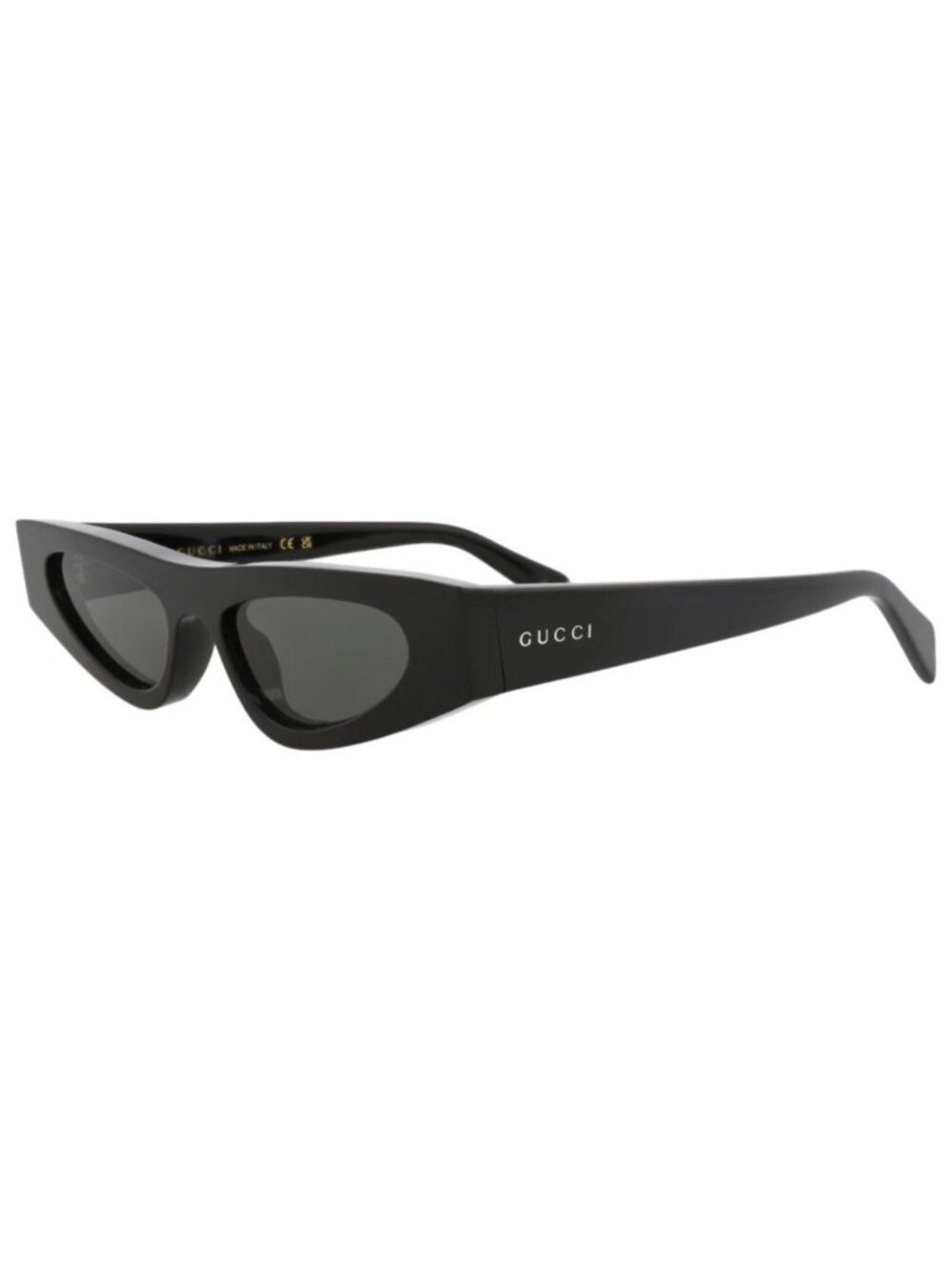 New Gucci Women's Sunglasses Cat Eye Recycled Acetate Frame Black Black Grey
